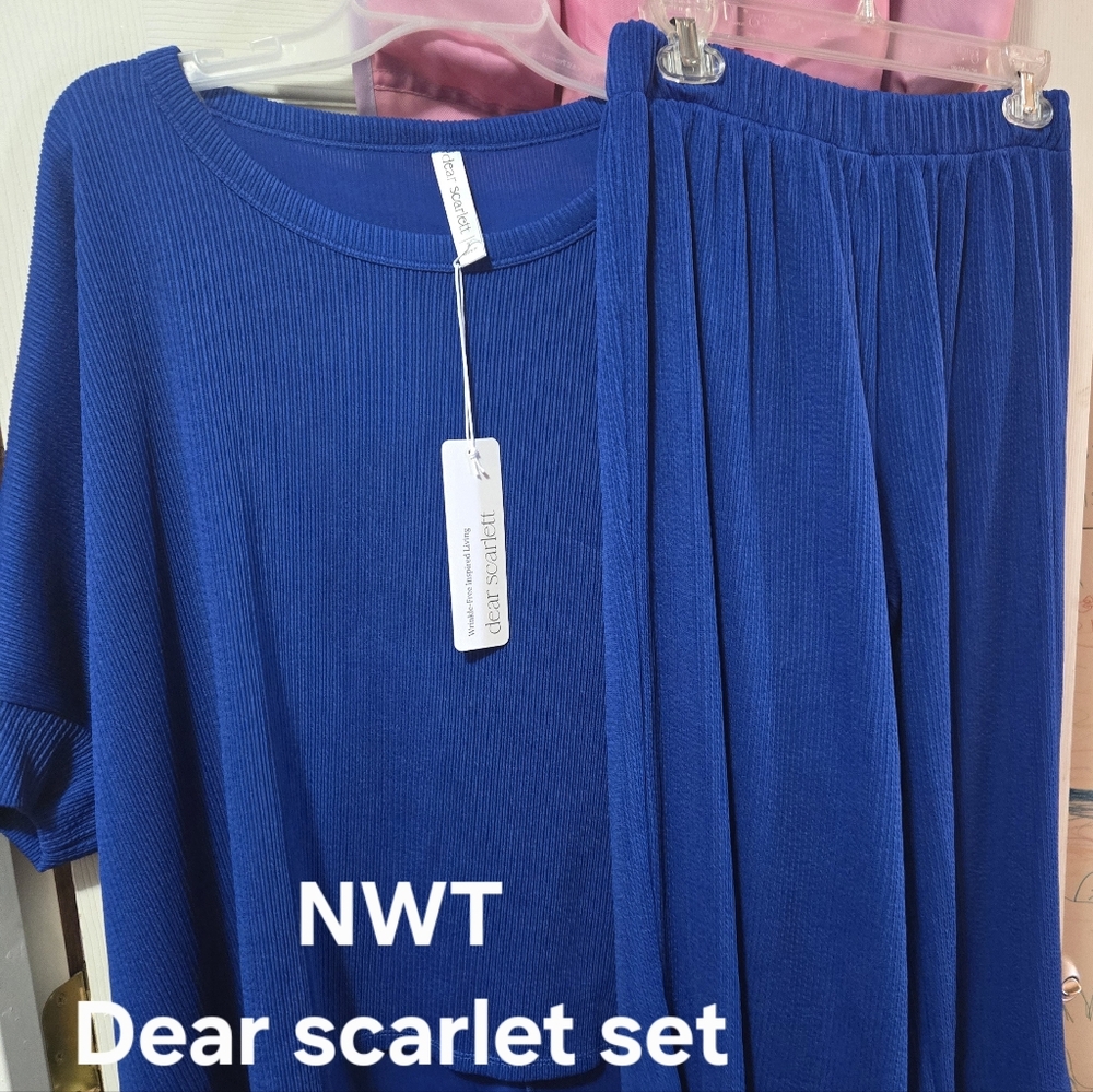 Dear Scarlet Women's Blue Ribbed Set